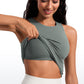 Butterluxe Waist Length Built-in Bra Tanks High Neck