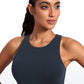 Butterluxe Waist Length Built-in Bra Tanks High Neck