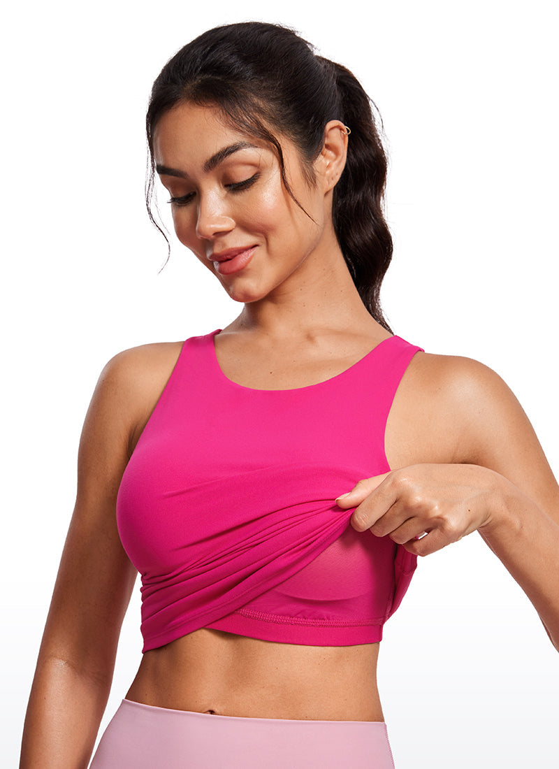 Butterluxe Waist Length Built-in Bra Tanks High Neck