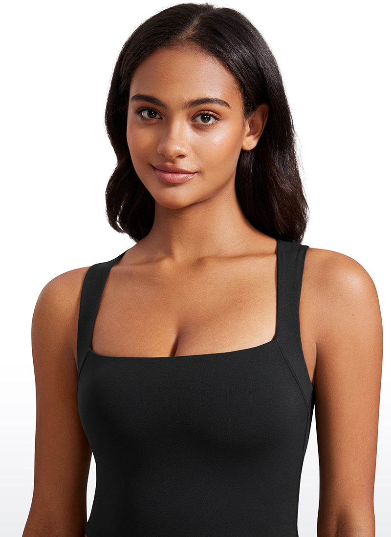 Butterluxe Longline Square Neck Built-in Bra Sports Tanks