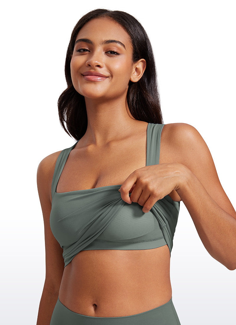 Butterluxe Longline Square Neck Built-in Bra Sports Tanks