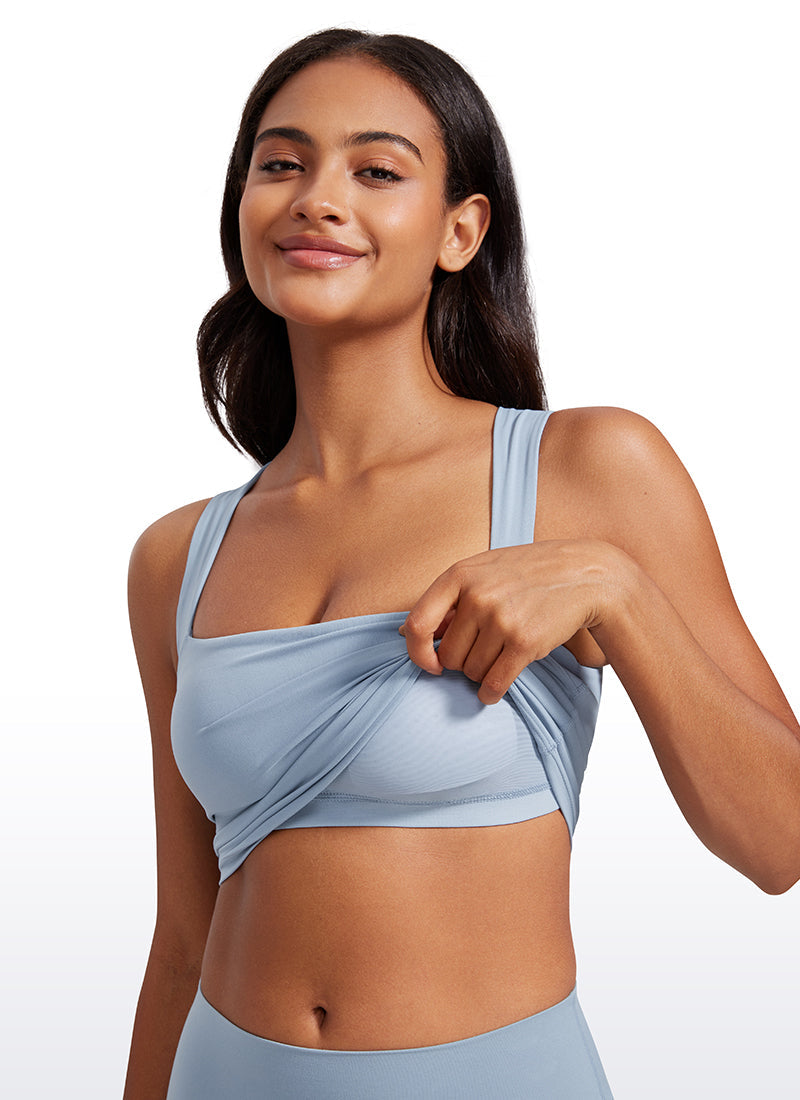 Butterluxe Longline Square Neck Built-in Bra Sports Tanks