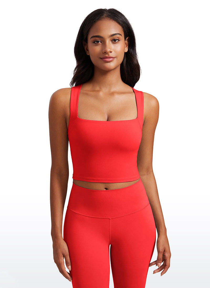 Butterluxe Longline Square Neck Built-in Bra Sports Tanks