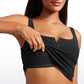 Ribbed Henley Neck Build-in Bra Tanks