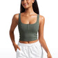 Ribbed Henley Neck Build-in Bra Tanks