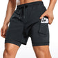 Feathery-Fit 2 in 1 Athletic Shorts 5''- with Pockets & Long Liner