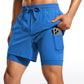 Feathery-Fit 2 in 1 Athletic Shorts 5''- with Pockets & Long Liner