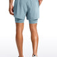 Feathery-Fit 2 in 1 Athletic Shorts 5''- with Pockets & Long Liner