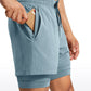 Feathery-Fit 2 in 1 Athletic Shorts 5''- with Pockets & Long Liner