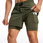 Feathery-Fit 2 in 1 Athletic Shorts 5''- with Pockets & Long Liner