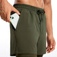 Feathery-Fit 2 in 1 Athletic Shorts 5''- with Pockets & Long Liner