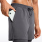 Feathery-Fit 2 in 1 Athletic Shorts 5''- with Pockets & Long Liner