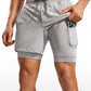 Feathery-Fit 2 in 1 Athletic Shorts 5''- with Pockets & Long Liner