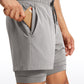 Feathery-Fit 2 in 1 Athletic Shorts 5''- with Pockets & Long Liner