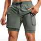 Feathery-Fit 2 in 1 Athletic Shorts 5''- with Pockets & Long Liner