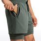 Feathery-Fit 2 in 1 Athletic Shorts 5''- with Pockets & Long Liner