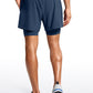 Feathery-Fit 2 in 1 Athletic Shorts 5''- with Pockets & Long Liner