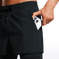 Feathery-Fit 2 in 1 Athletic Shorts 3.5''- with Pockets & Long Liner