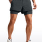 Feathery-Fit 2 in 1 Athletic Shorts 3.5''- with Pockets & Long Liner