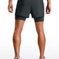 Feathery-Fit 2 in 1 Athletic Shorts 3.5''- with Pockets & Long Liner