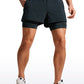 Feathery-Fit 2 in 1 Athletic Shorts 3.5''- with Pockets & Long Liner