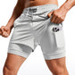 Feathery-Fit 2 in 1 Athletic Shorts 3.5''- with Pockets & Long Liner