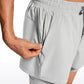 Feathery-Fit 2 in 1 Athletic Shorts 3.5''- with Pockets & Long Liner