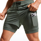 Feathery-Fit 2 in 1 Athletic Shorts 3.5''- with Pockets & Long Liner