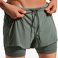 Feathery-Fit 2 in 1 Athletic Shorts 3.5''- with Pockets & Long Liner