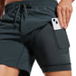 Feathery-Fit 2 in 1 Athletic Shorts 5''- with Pockets