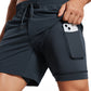 Feathery-Fit 2 in 1 Athletic Shorts 5''- with Pockets