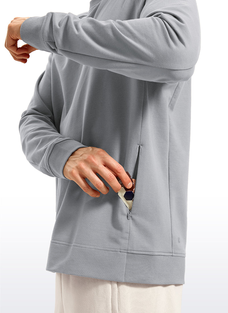 French Terry Pullover Sweatshirts with Zip Pockets