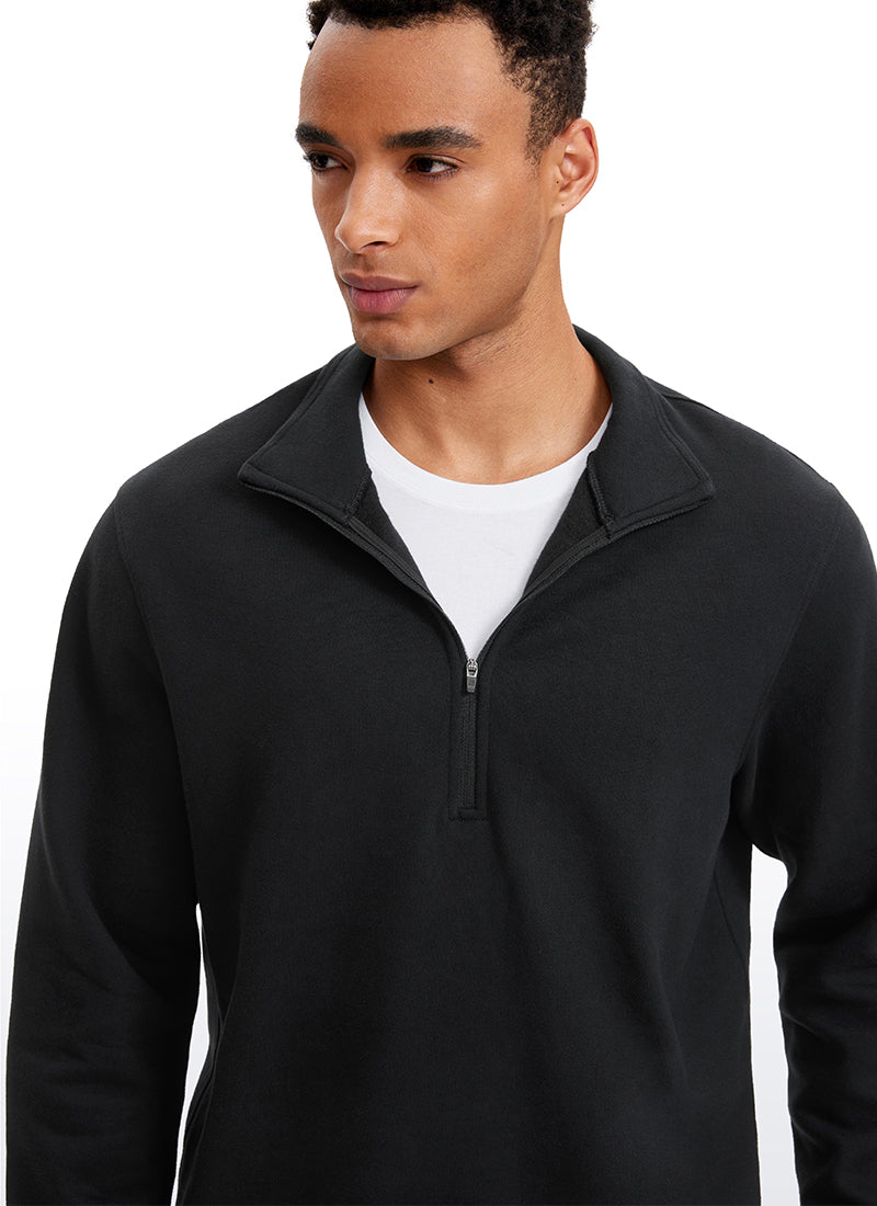 Fleece Lined Half Zip Sweatshirts Mock Neck