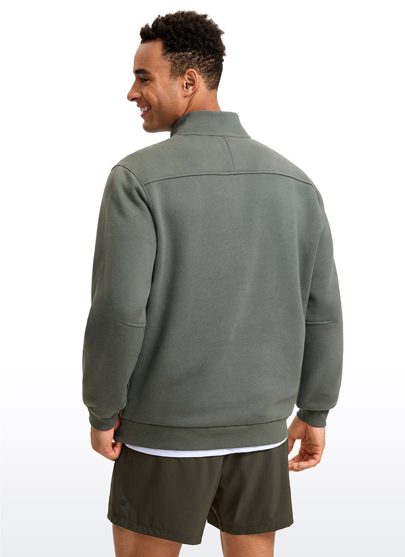 Fleece Lined Half Zip Sweatshirts Mock Neck