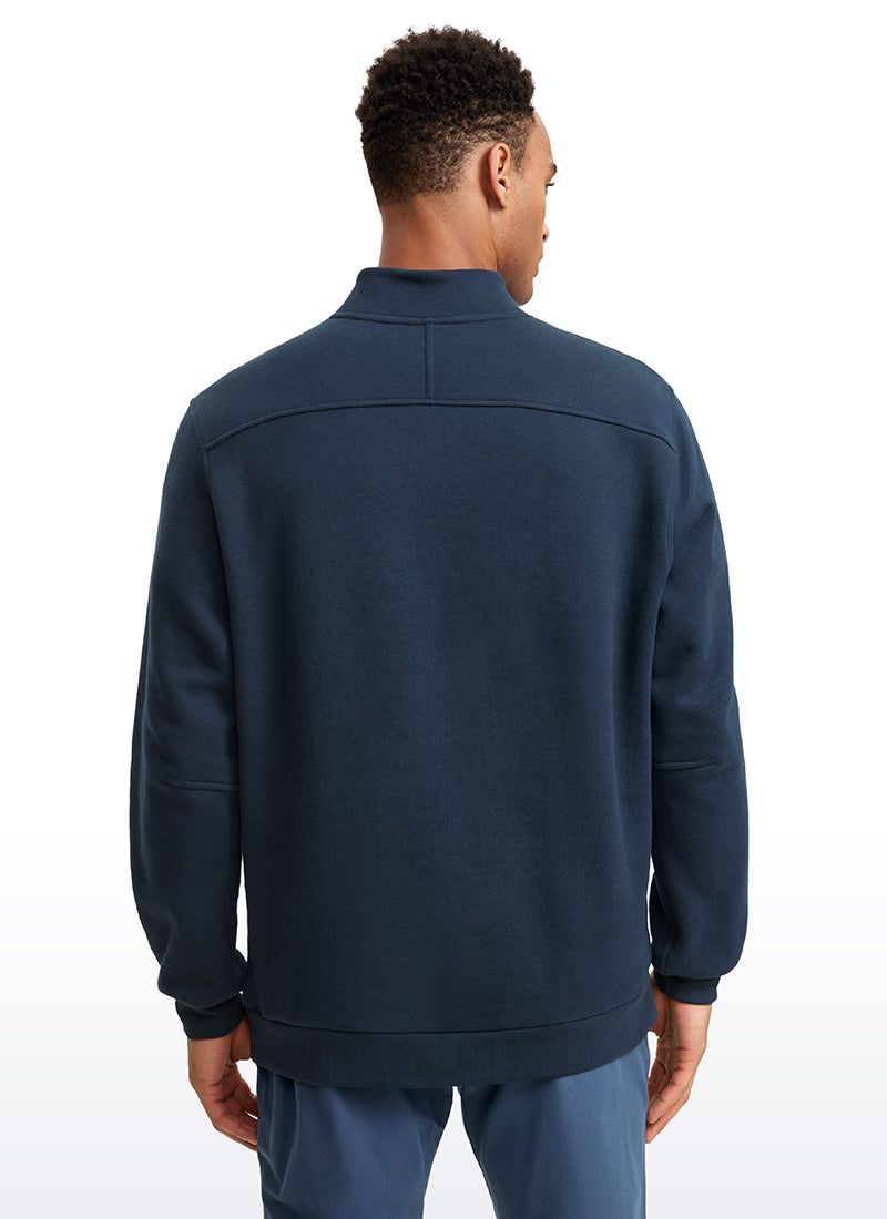 Fleece Lined Half Zip Sweatshirts Mock Neck