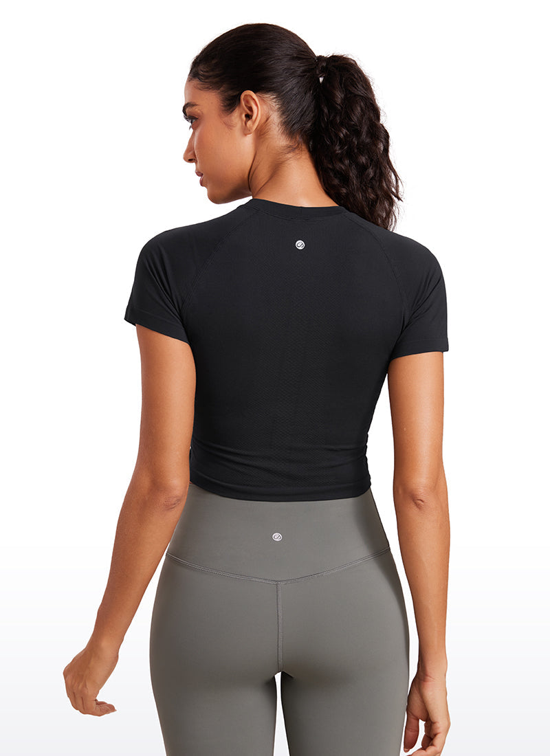 Seamless Crew Neck Cropped Short Sleeves