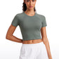 Seamless Crew Neck Cropped Short Sleeves