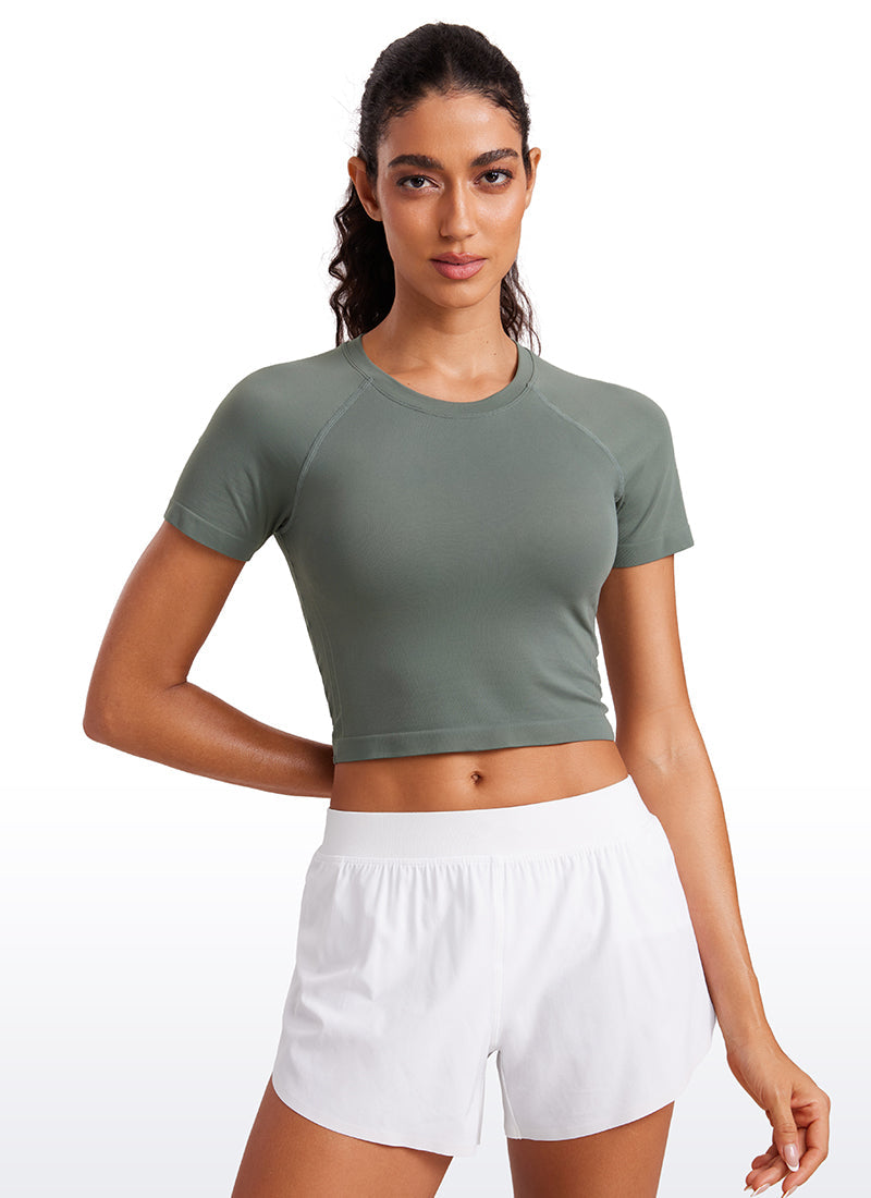 Seamless Crew Neck Cropped Short Sleeves