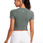 Seamless Crew Neck Cropped Short Sleeves