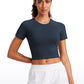 Seamless Crew Neck Cropped Short Sleeves