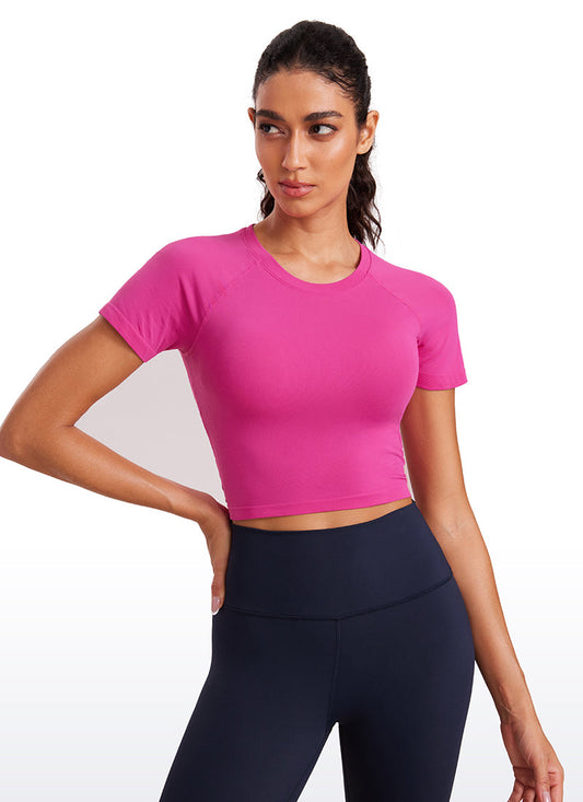 Seamless Crew Neck Cropped Short Sleeves