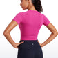 Seamless Crew Neck Cropped Short Sleeves