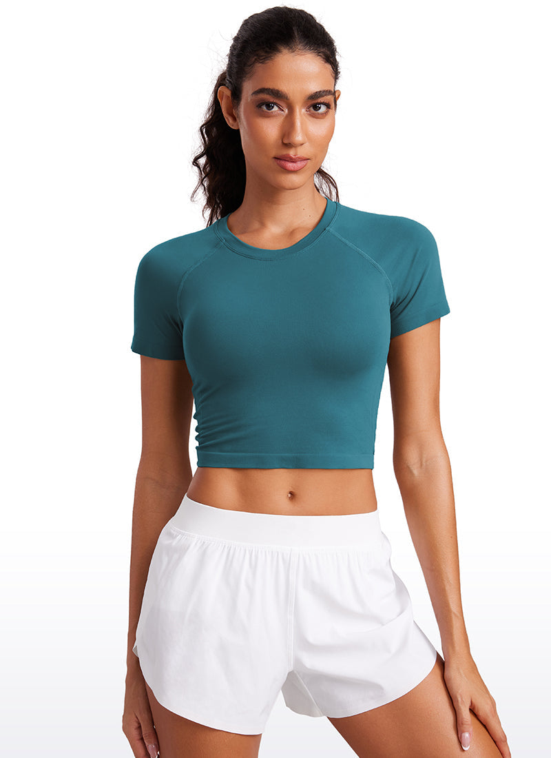 Seamless Crew Neck Cropped Short Sleeves