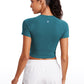 Seamless Crew Neck Cropped Short Sleeves