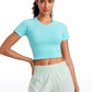 Seamless Crew Neck Cropped Short Sleeves