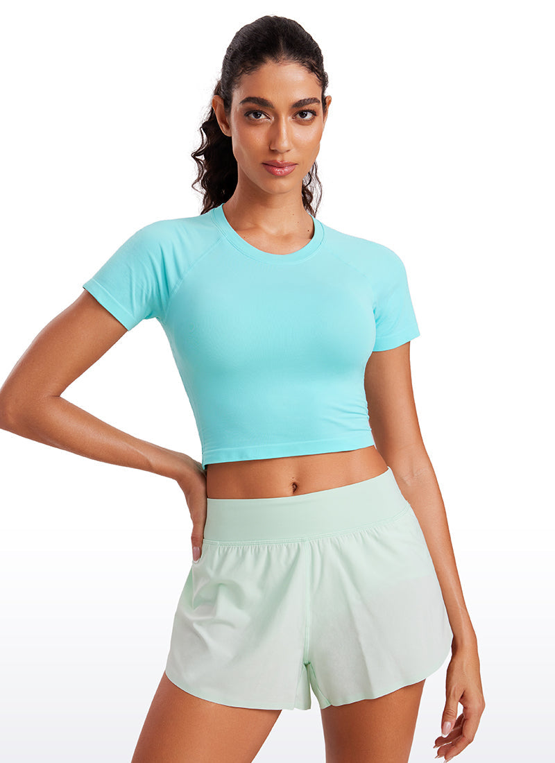 Seamless Crew Neck Cropped Short Sleeves