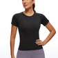 Seamless High Neck Short Sleeves Waist Length