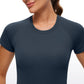 Seamless High Neck Short Sleeves Waist Length