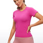 Seamless High Neck Short Sleeves Waist Length