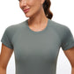 Seamless High Neck Short Sleeves Waist Length